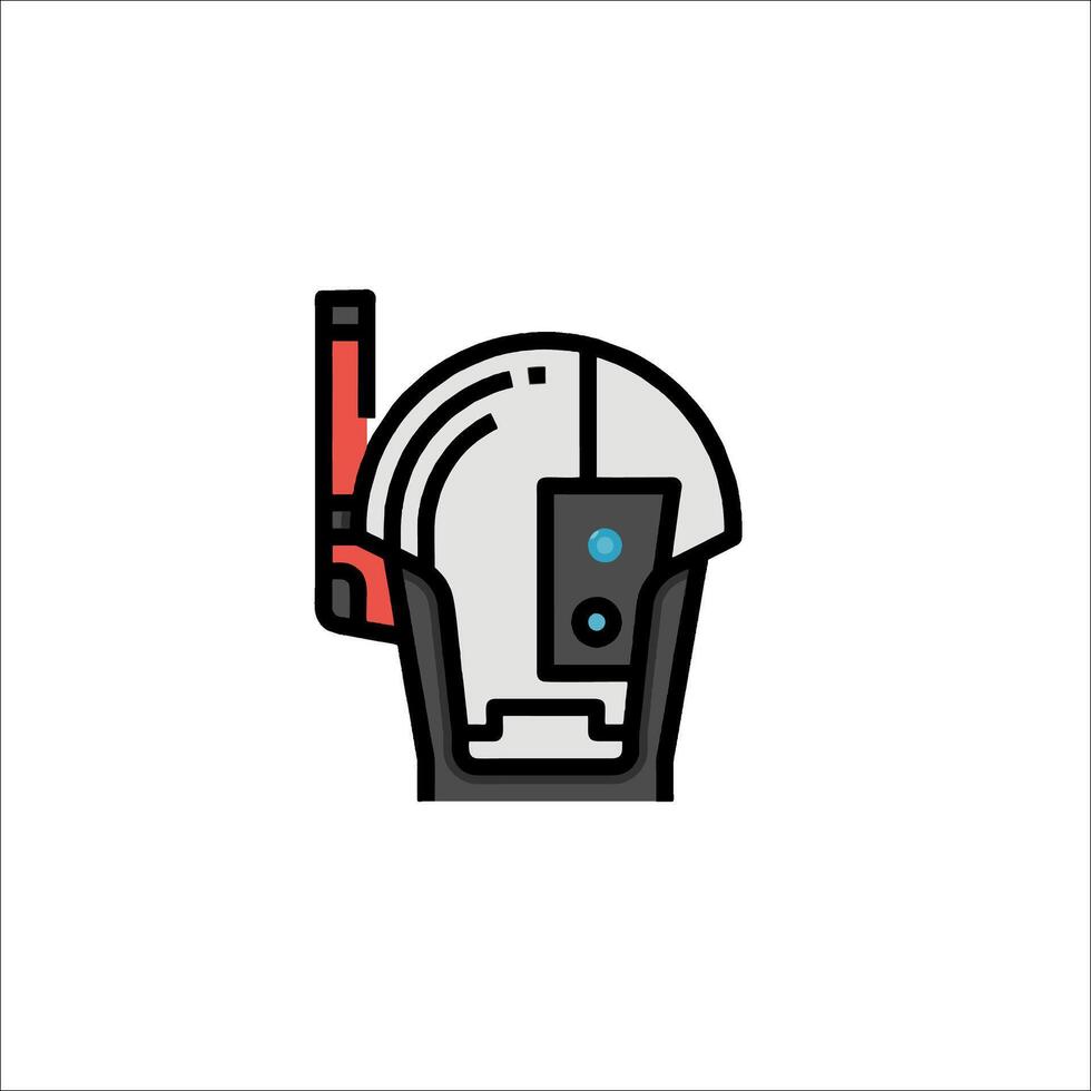 A robot head with a red and black design vector