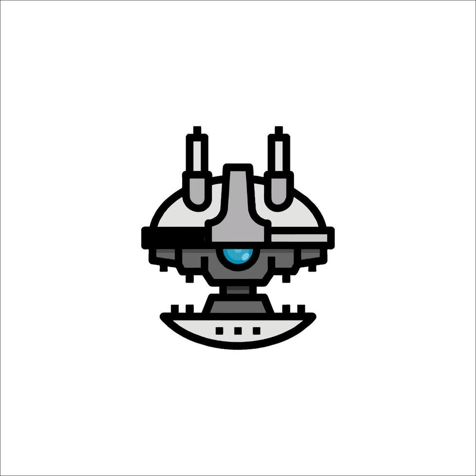 A pixel art spaceship icon vector