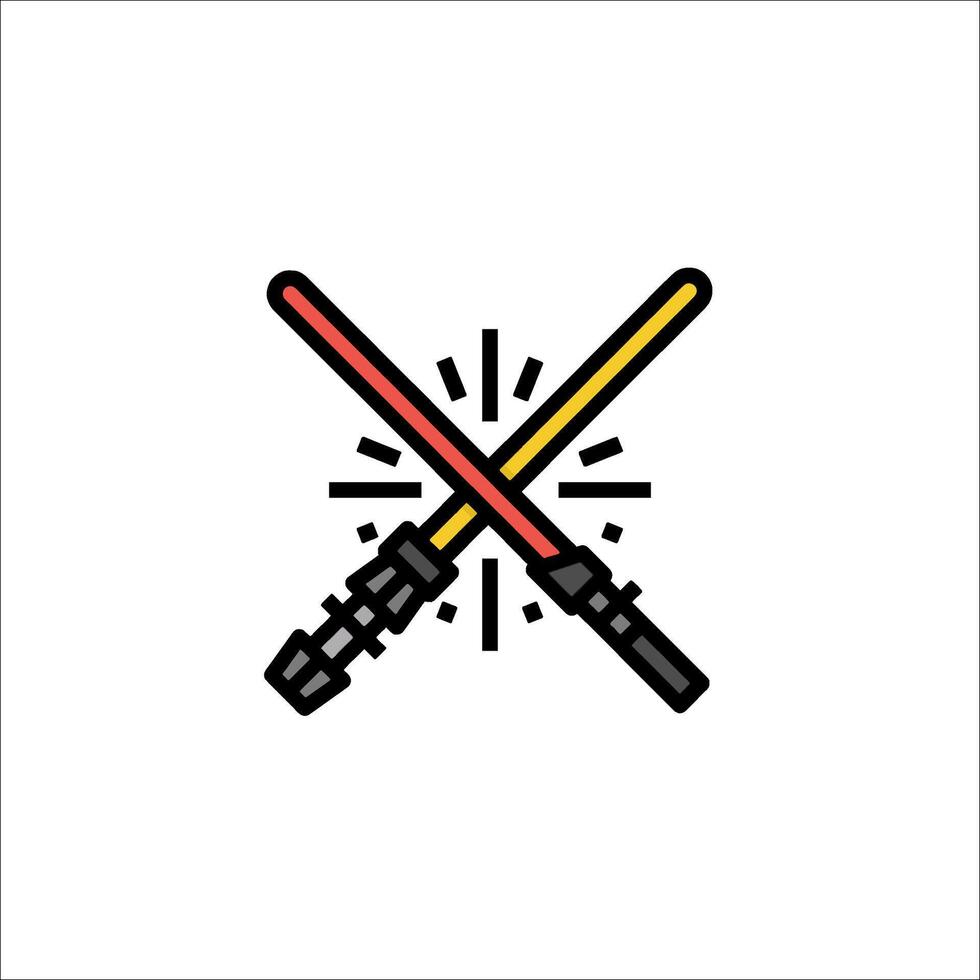 Star wars logo with two lightsabers vector