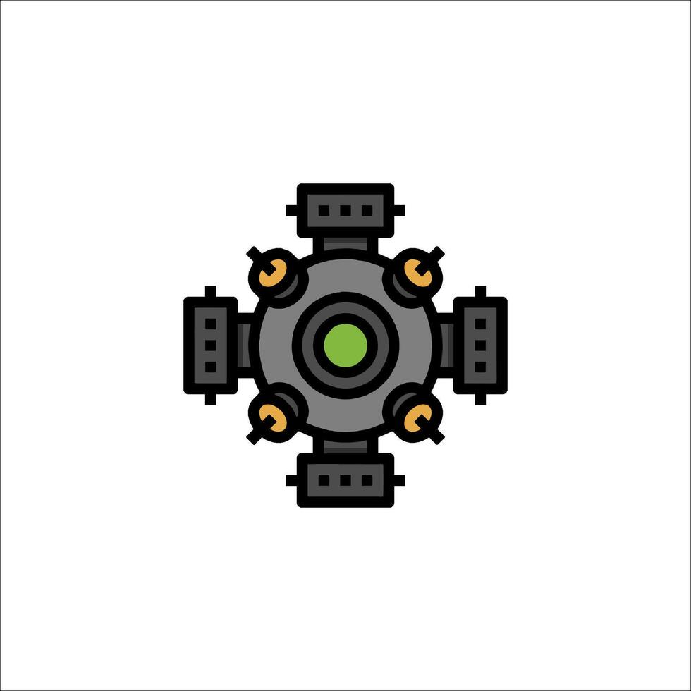 A black and green robot icon on a white background vector