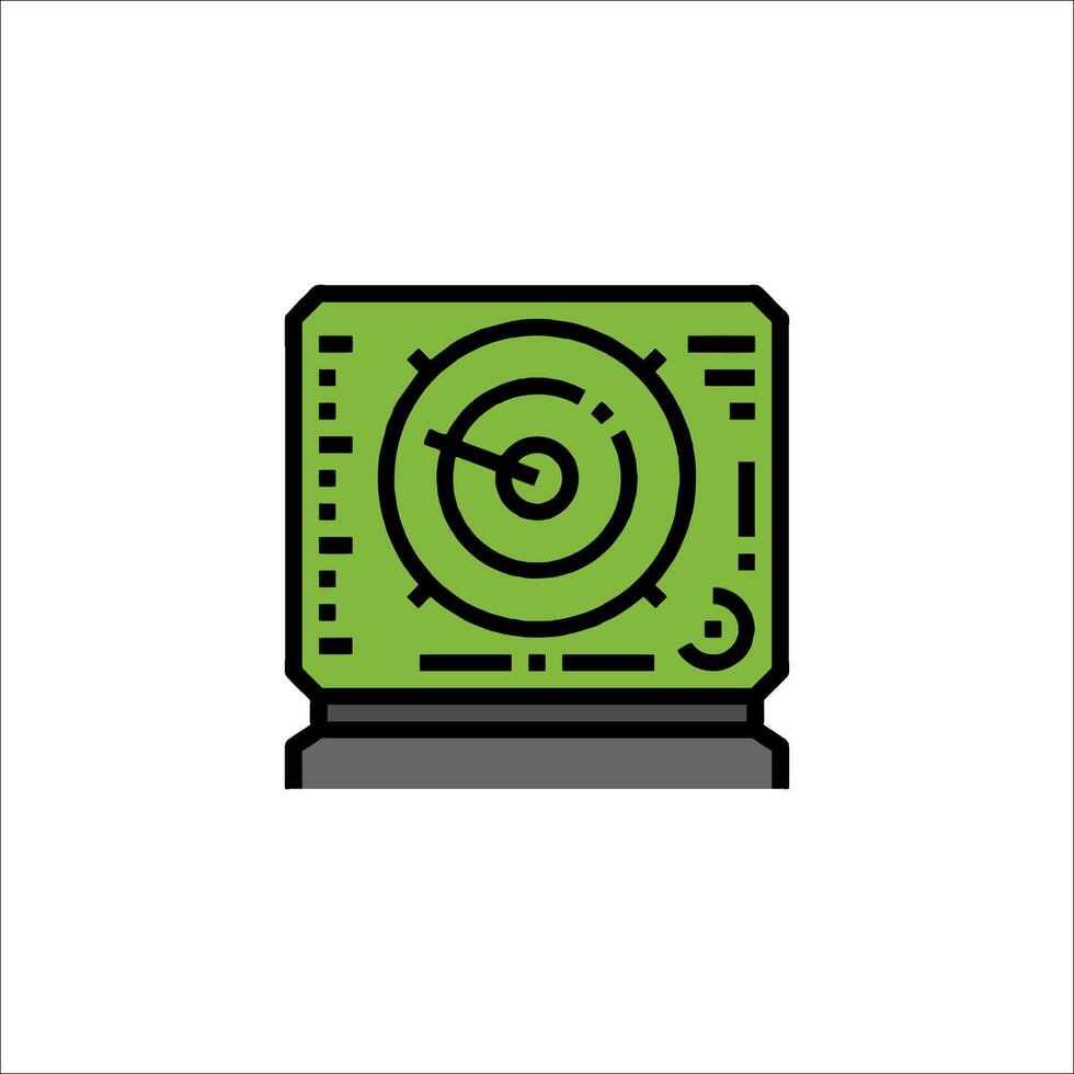 A green and black computer icon on a white background vector