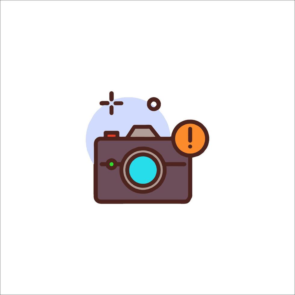 A camera icon with a red circle and a yellow circle vector