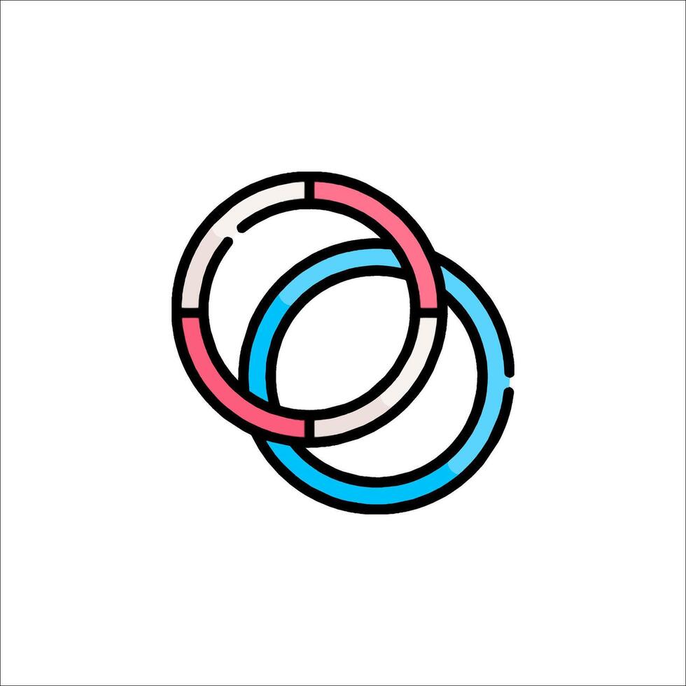 Two rings are shown in a line drawing vector