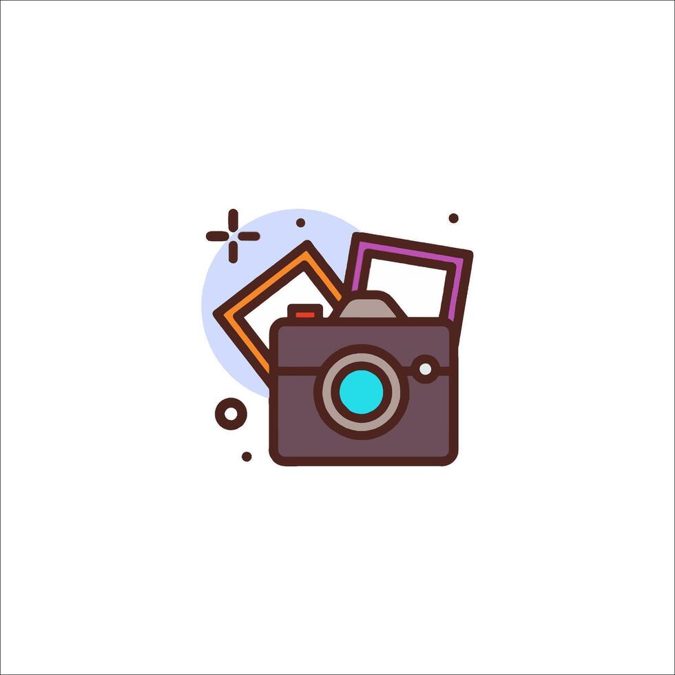 A camera and a frame icon on a white background vector