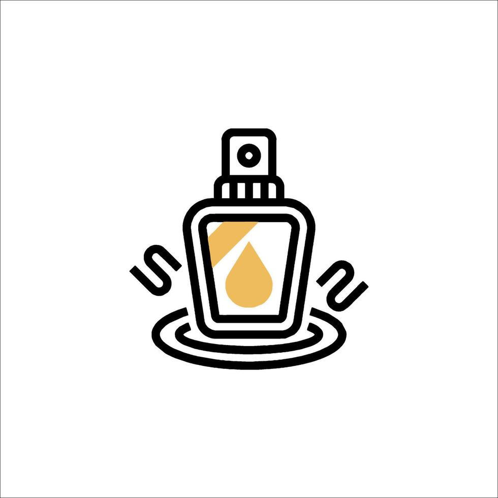 A bottle of perfume with a drop of oil on it vector