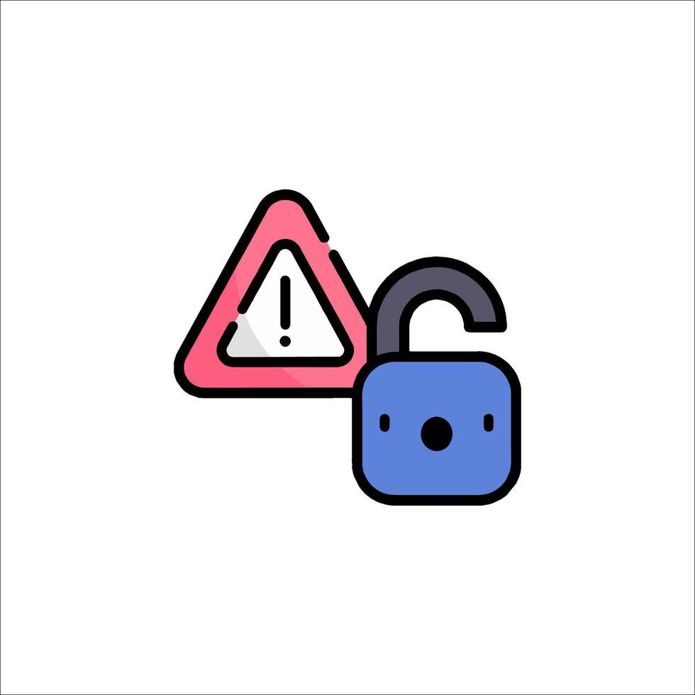 A lock and a warning sign on a white background vector