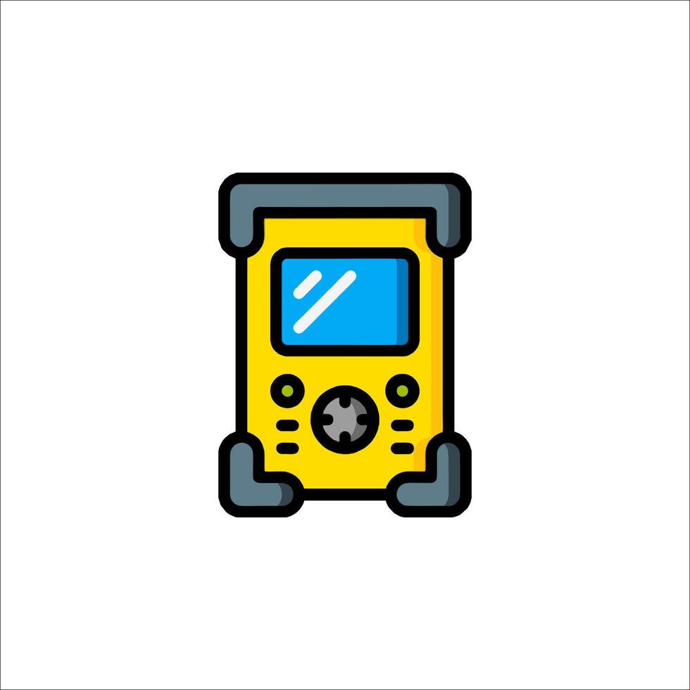 A yellow and blue portable game console icon vector