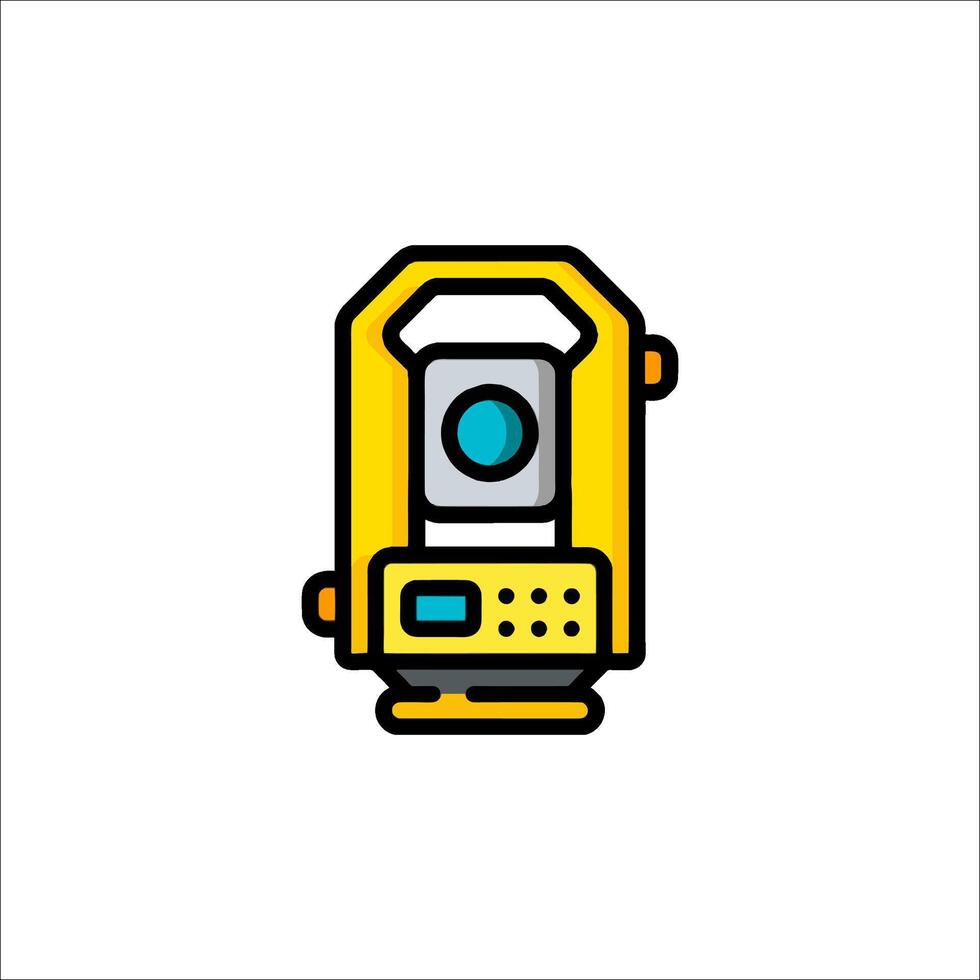 A yellow and blue camera icon on a white background vector