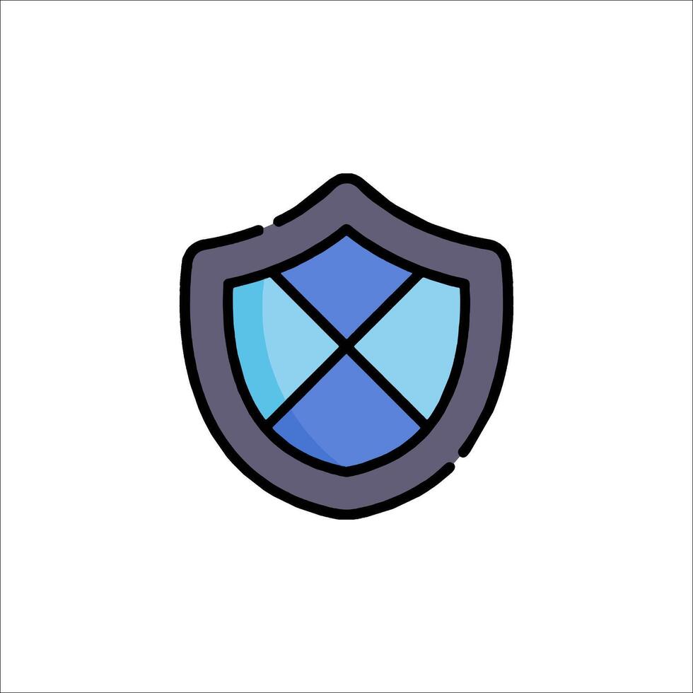 A blue and black shield icon on a white background vector