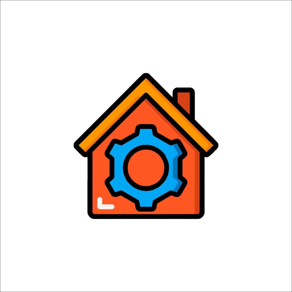 A house with a gear in the middle of it vector