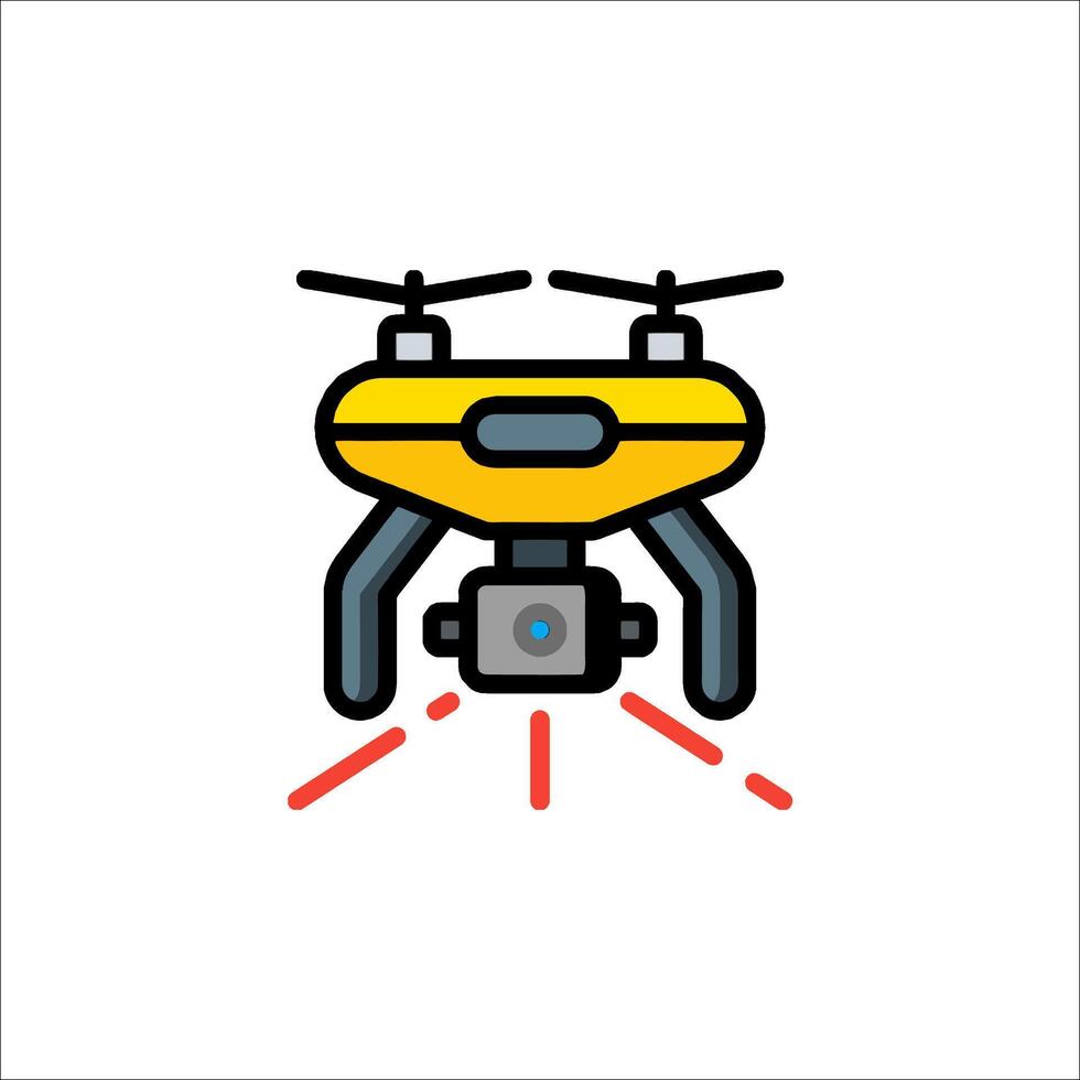 A yellow drone with a red light on it vector