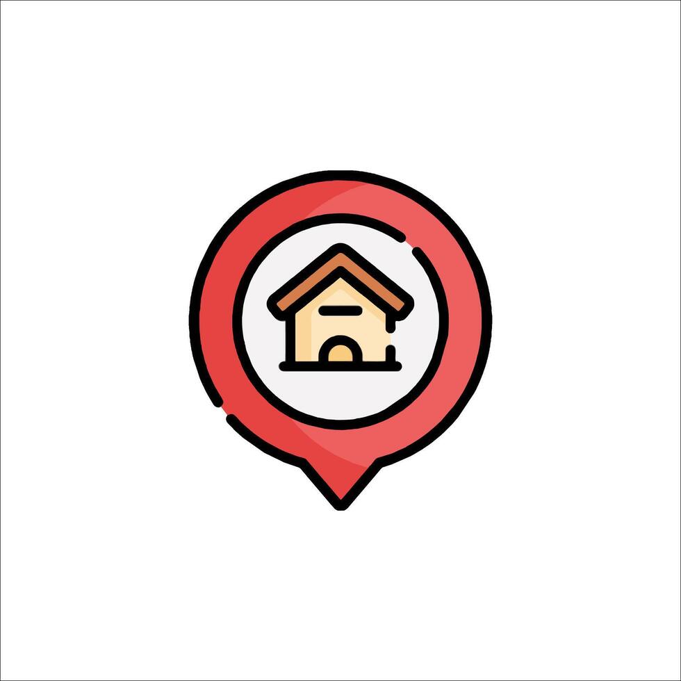 A house icon in a map marker vector
