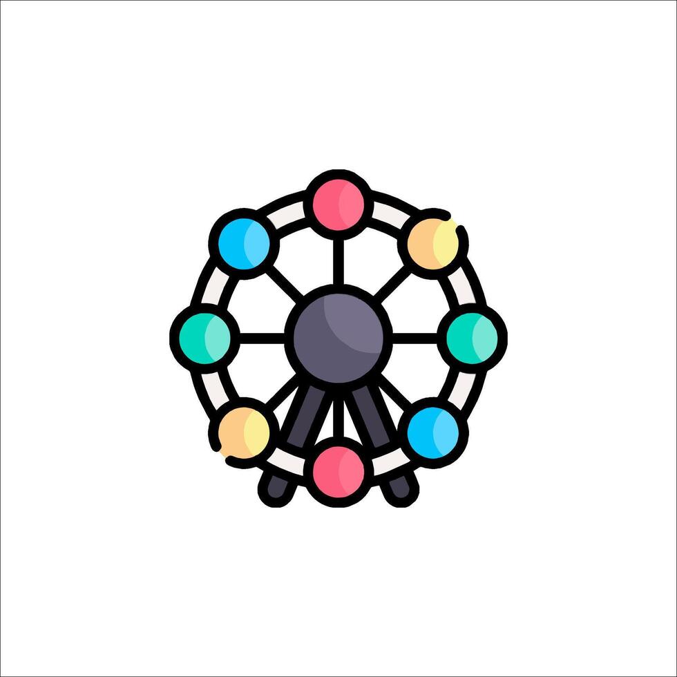 A ferris wheel icon with colorful balls vector