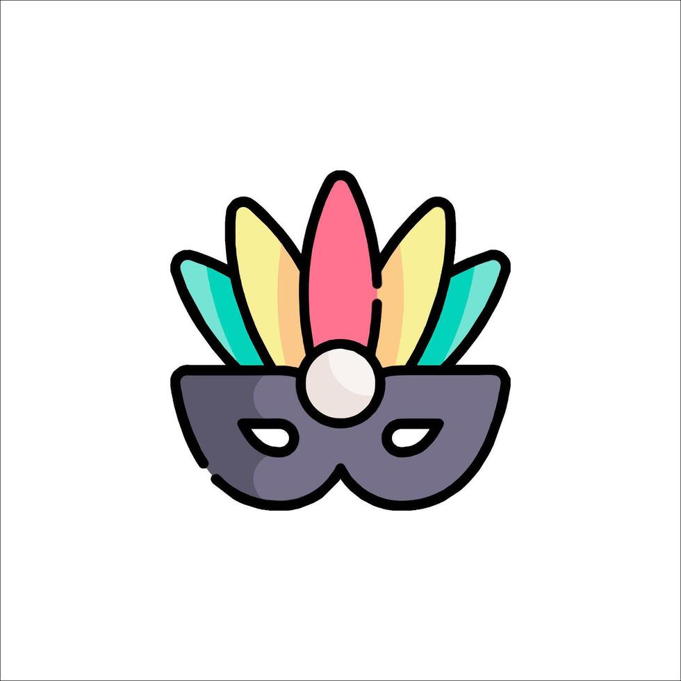 A colorful mask with a feather on it vector
