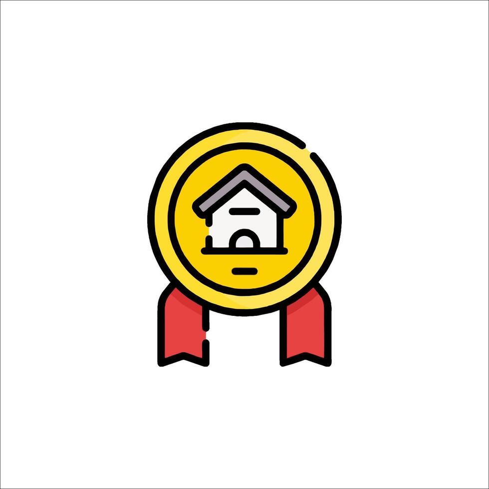A house icon with a ribbon around it vector