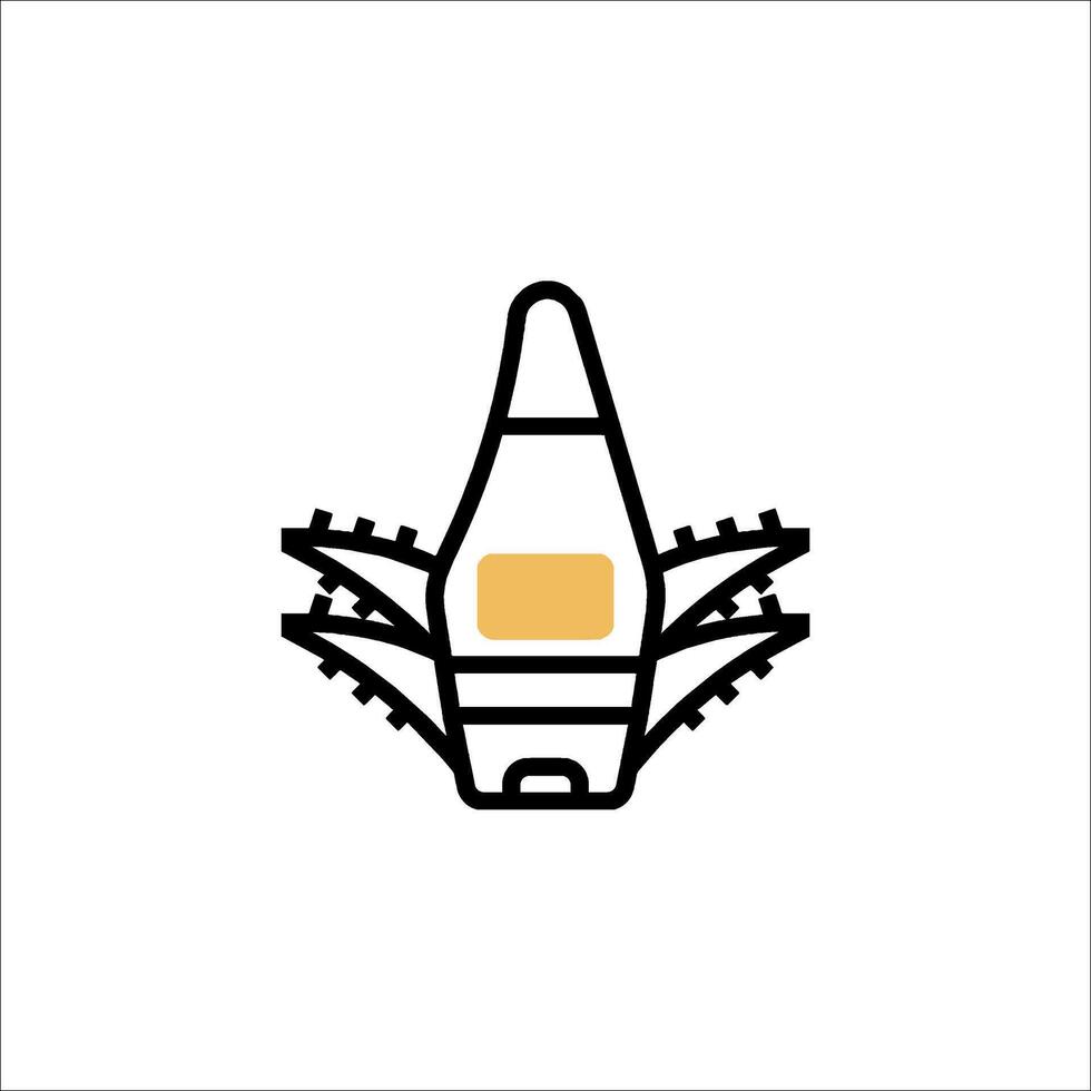 A line drawing of a rocket with a yellow dot vector