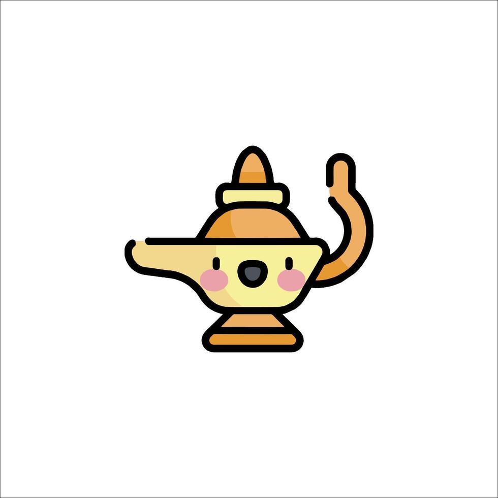 A cartoon character holding a magic lamp vector
