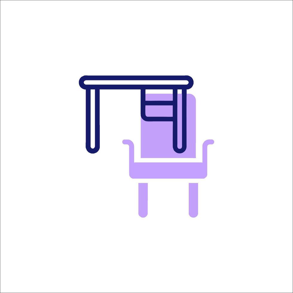 A chair and table icon on a white background vector