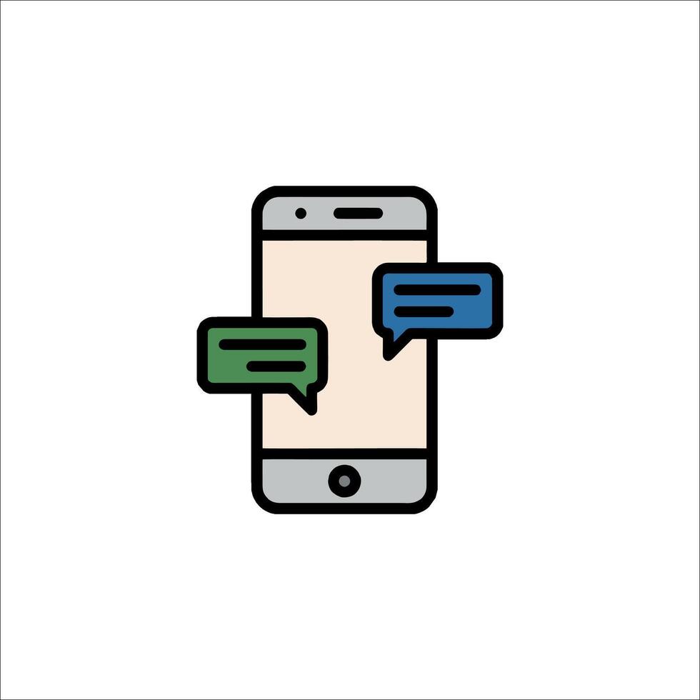 A phone with two speech bubbles on it vector