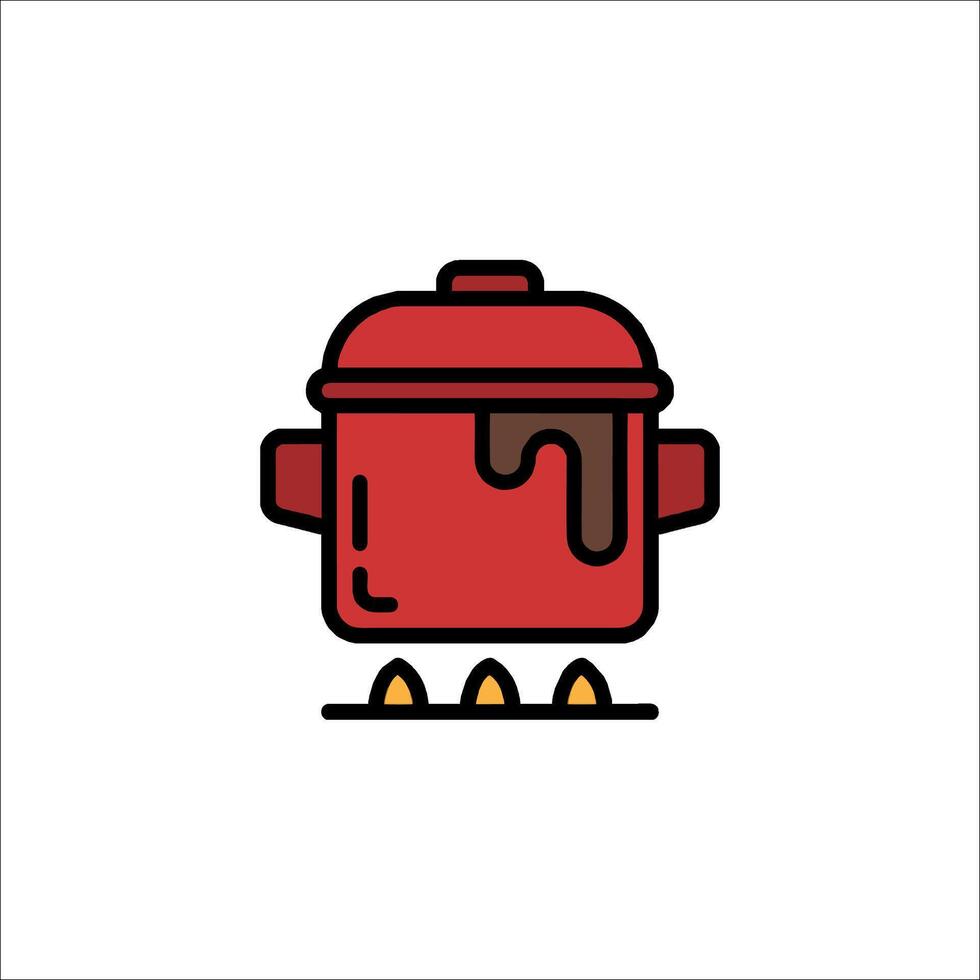 A red pot with a lid on it vector