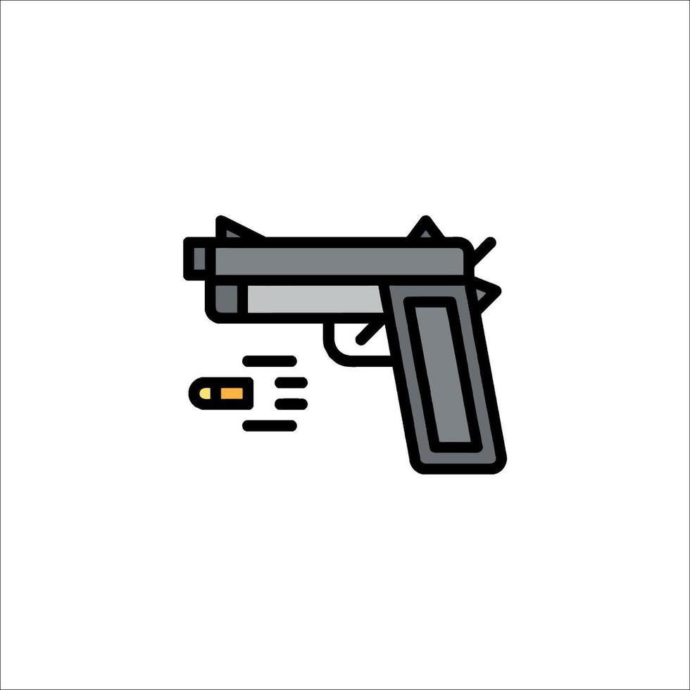A gun icon with a bullet and a bullet vector