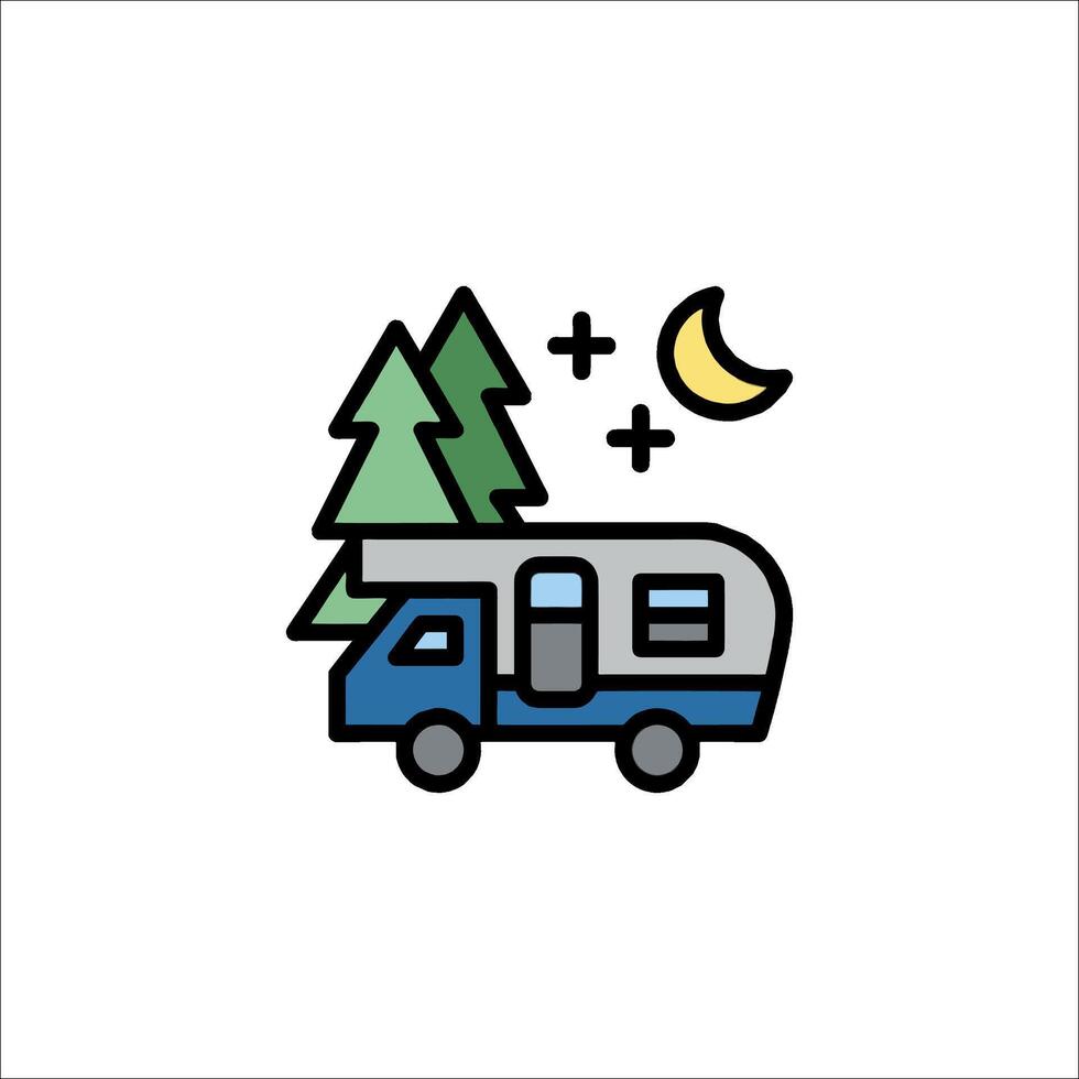 A camper van with trees and a moon on it vector