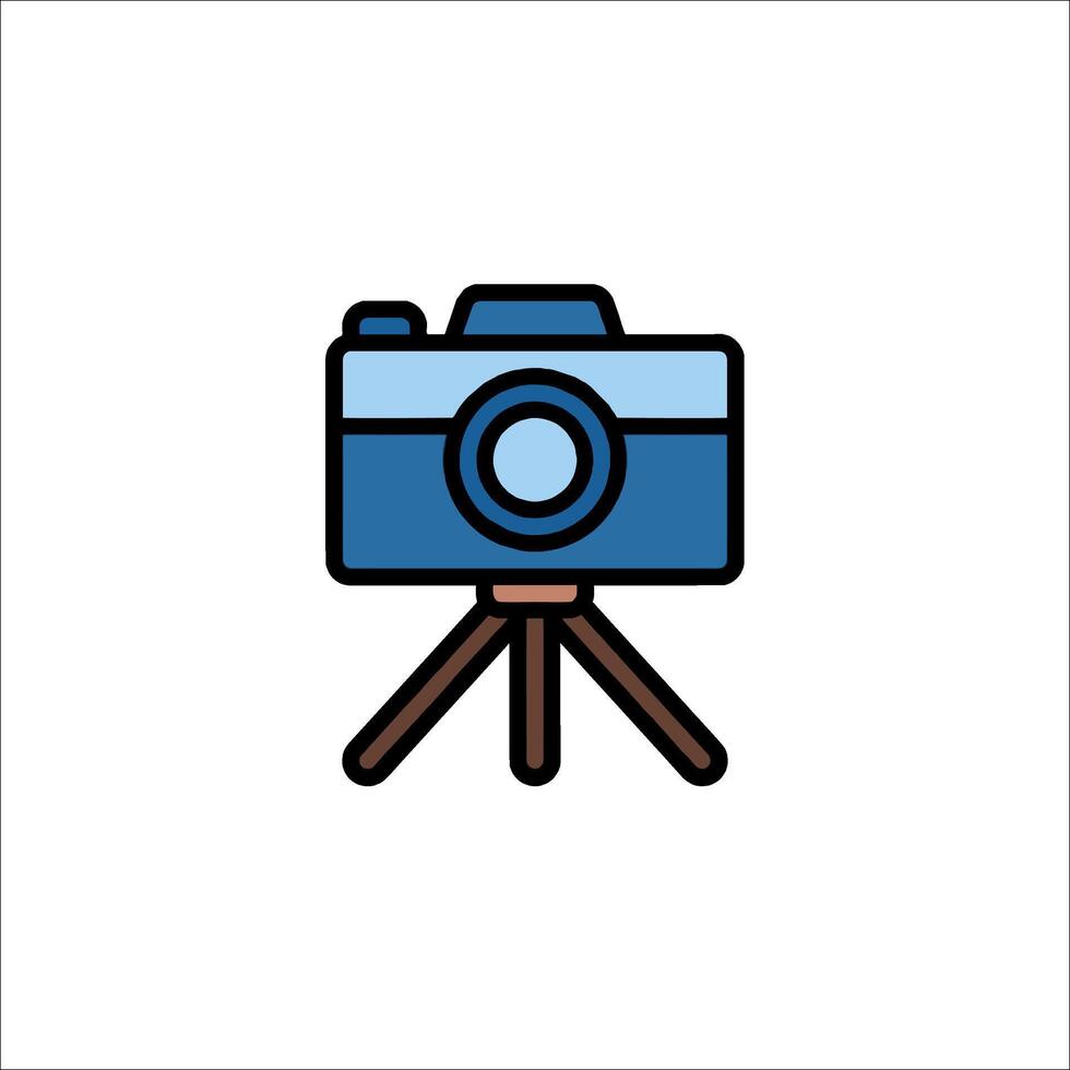 A camera on a tripod icon on a white background vector