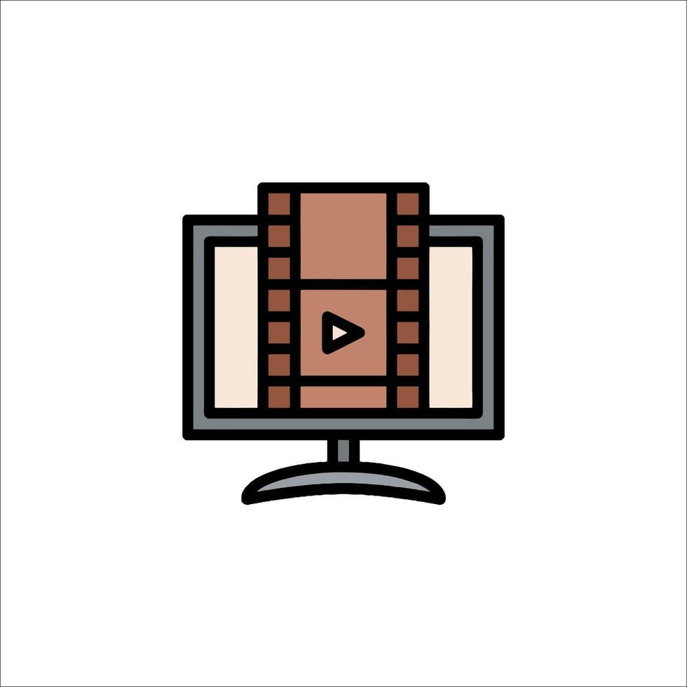 A computer monitor with a playing on it vector