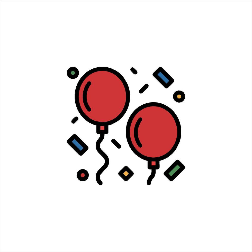 Red balloons and confetti on a white background vector