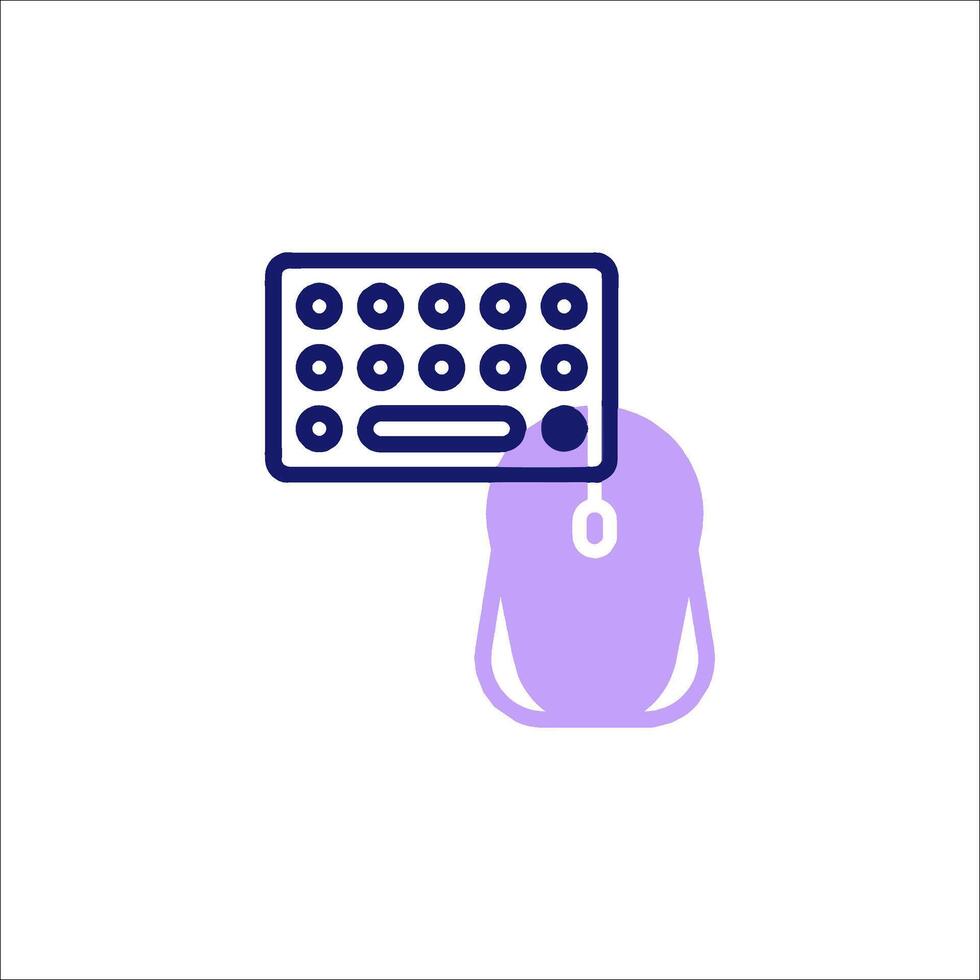 A purple mouse and keyboard icon on a white background vector