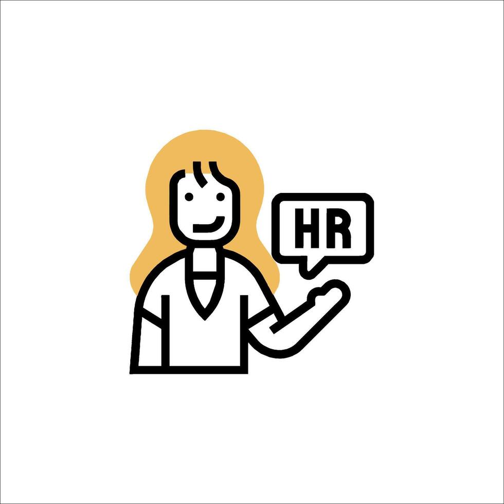 Hr icon with a woman holding a speech bubble vector