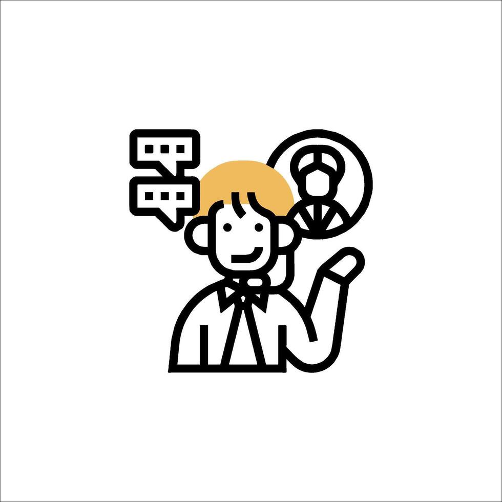 A man with a speech bubble icon vector