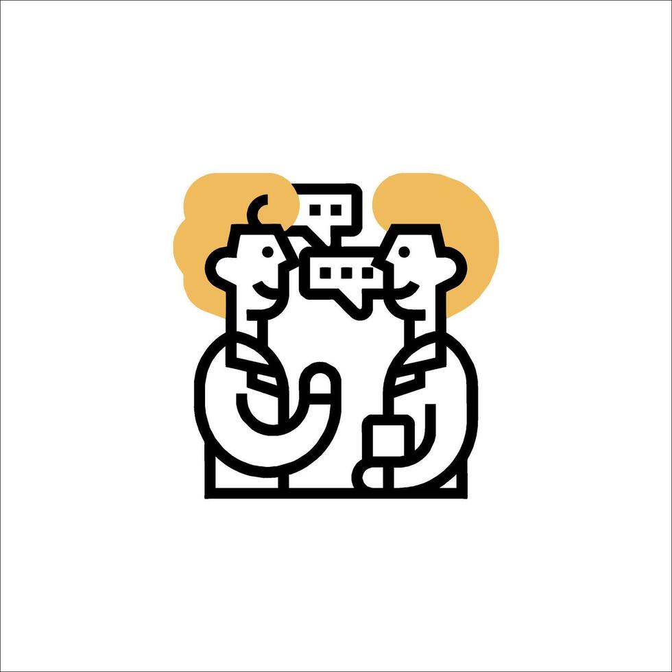 Two people talking with speech bubbles on their heads vector
