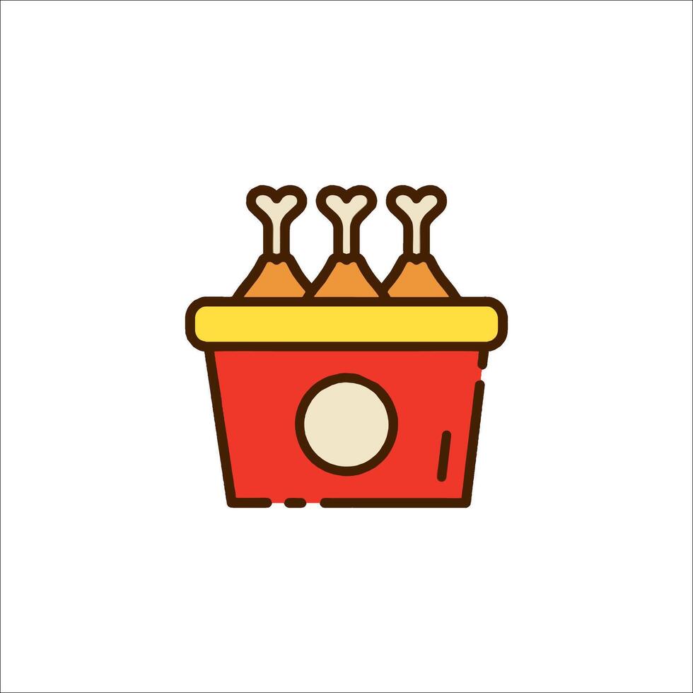 A red bucket with chicken in it vector