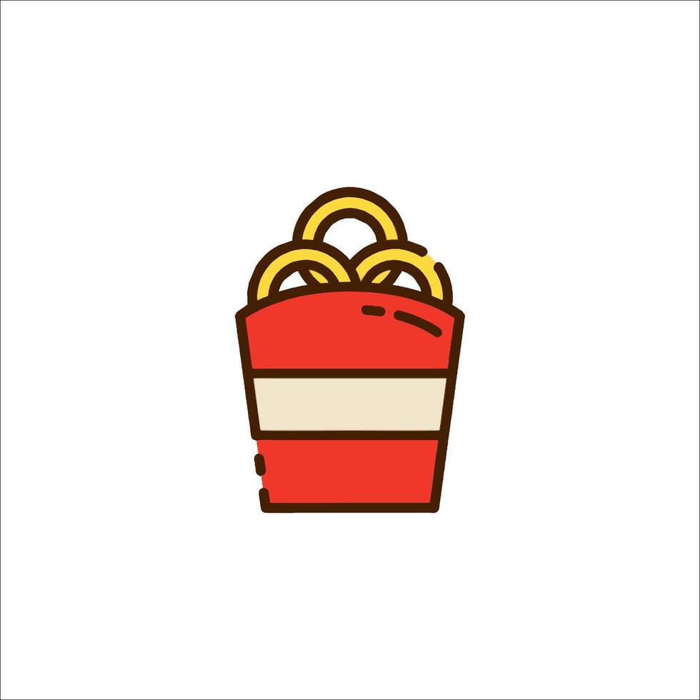 A red and white bag with fries in it vector
