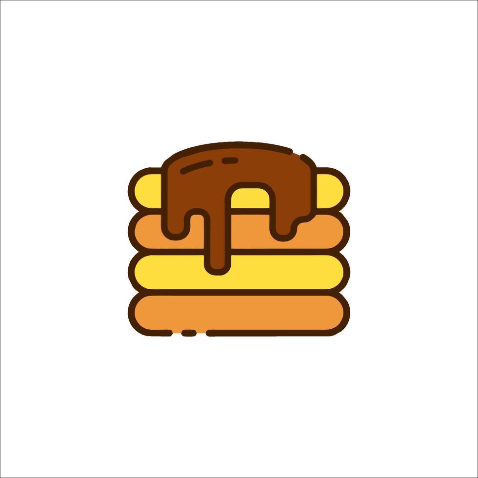 Pancakes with chocolate and syrup icon vector