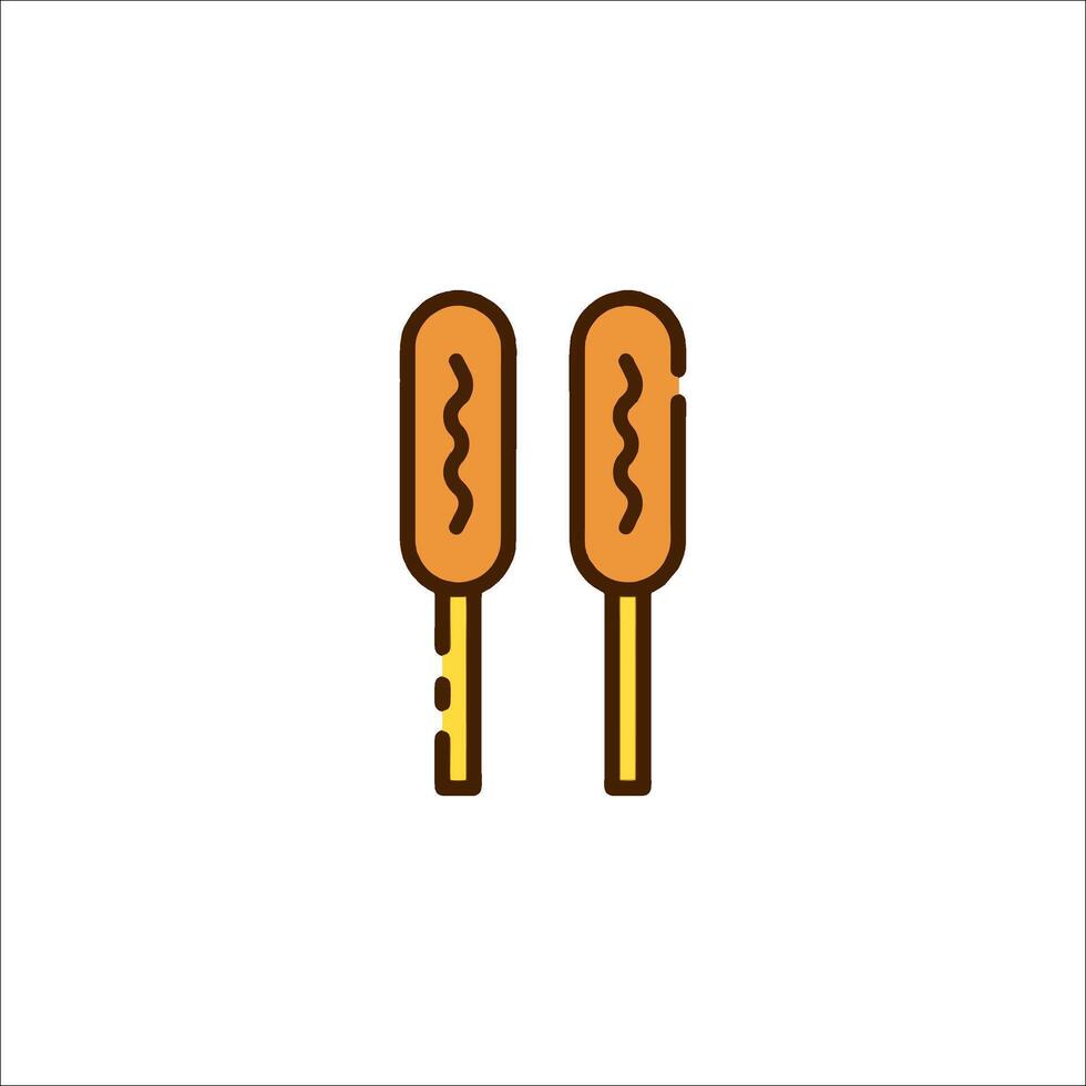 Two hot dogs on a stick icon vector