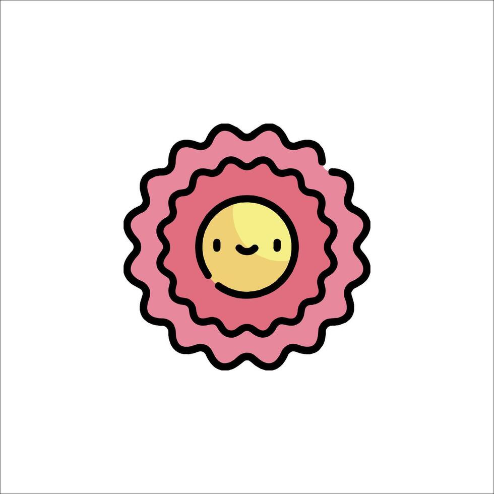 A pink flower with a smiley face on it vector