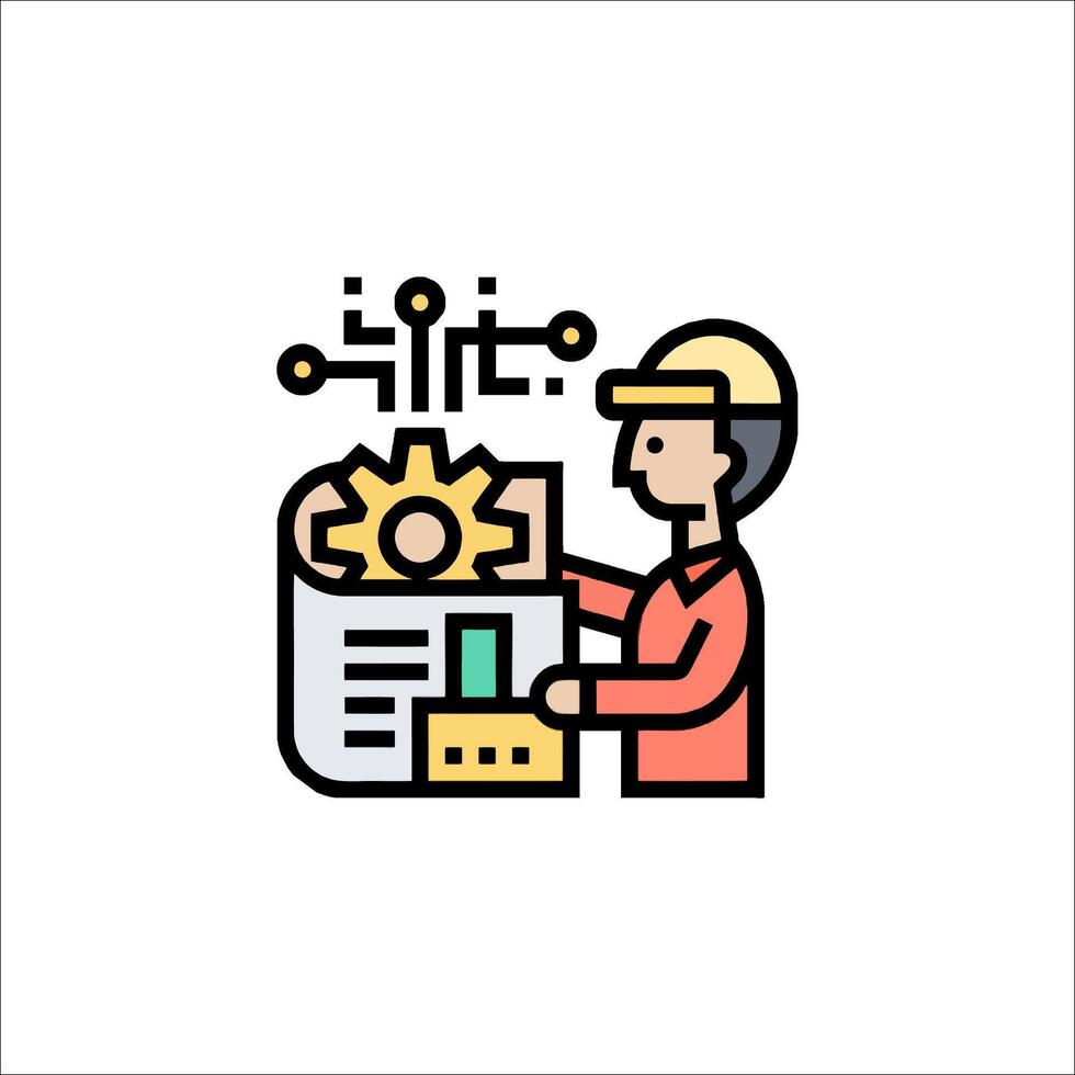 A man in a hard hat is holding a document vector