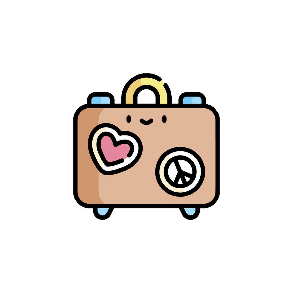 A suitcase with a peace sign and a heart vector