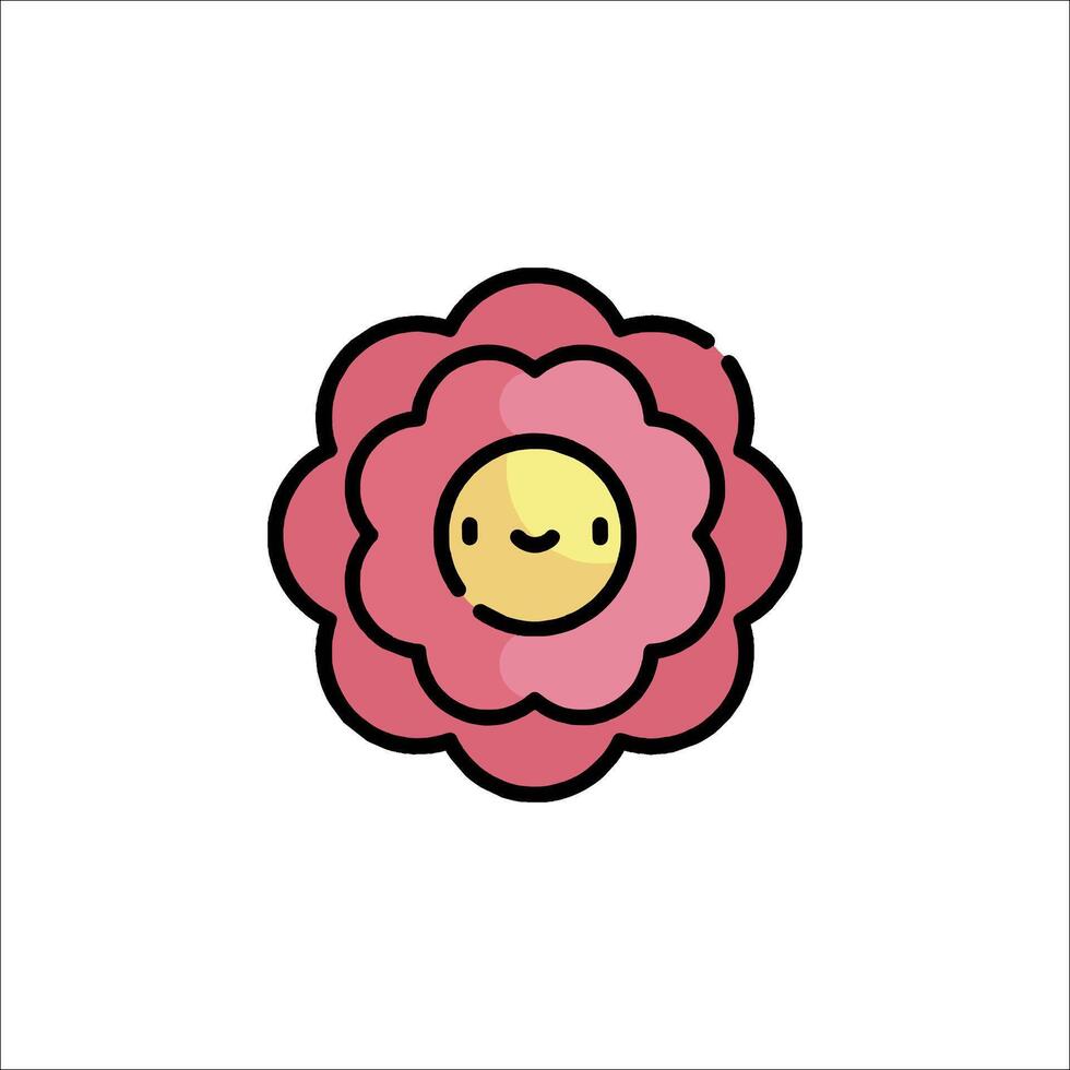 A pink flower with a smiley face on it vector