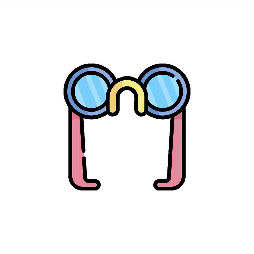 A cartoon pair of glasses with a blue frame vector