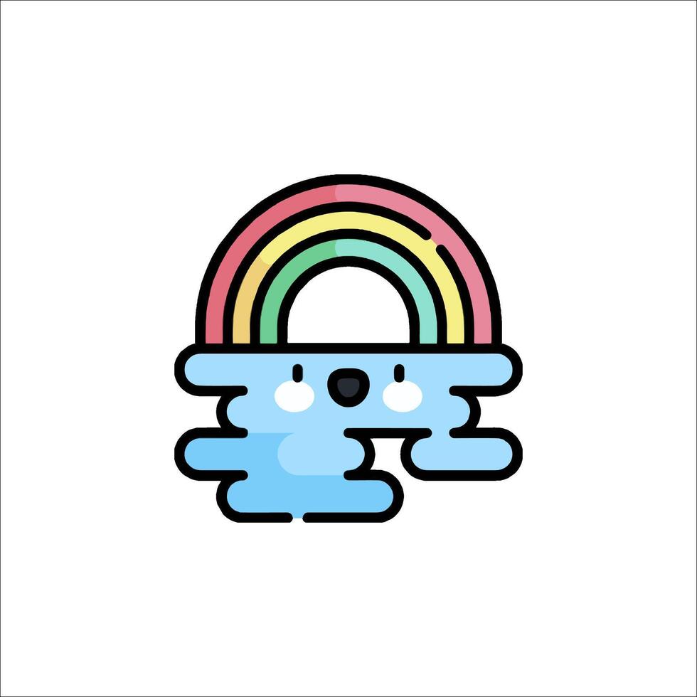 A rainbow and a rainbow logo with a smiley face vector