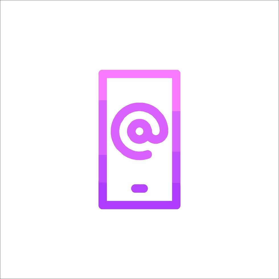 A purple and pink phone icon with the letter e vector