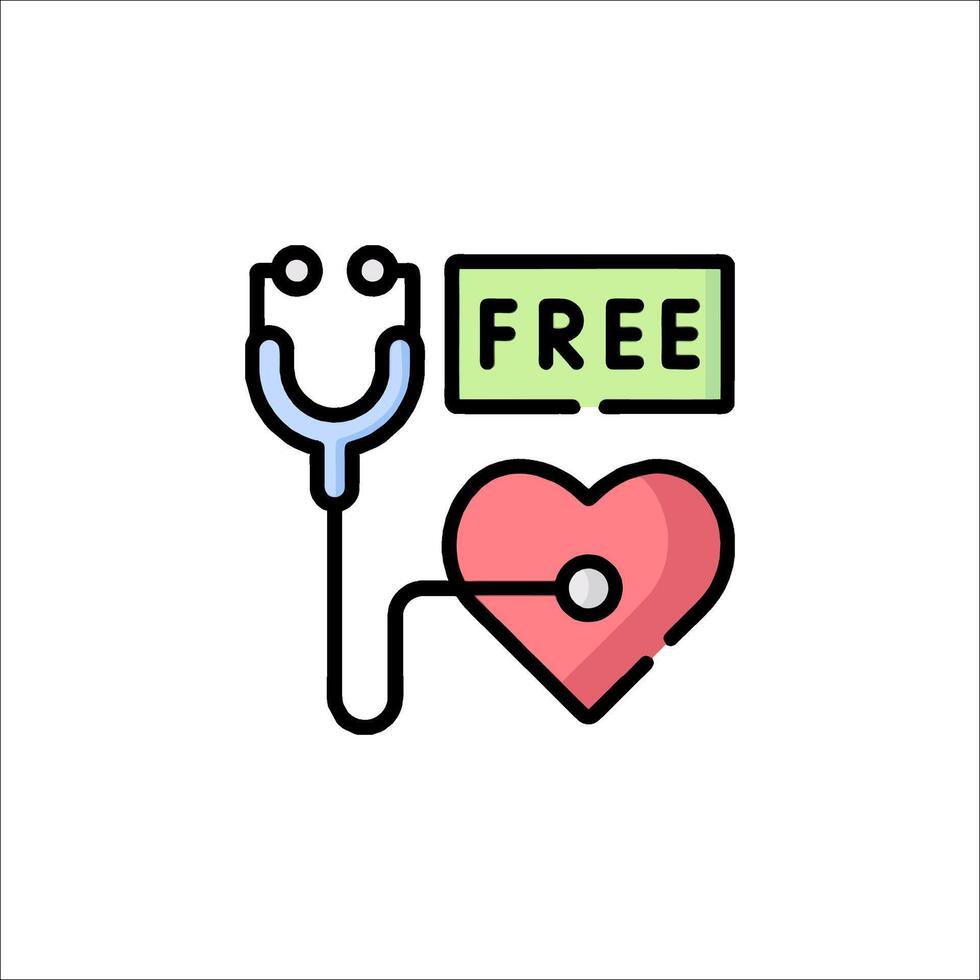 Free medical care icon with stethoscope vector
