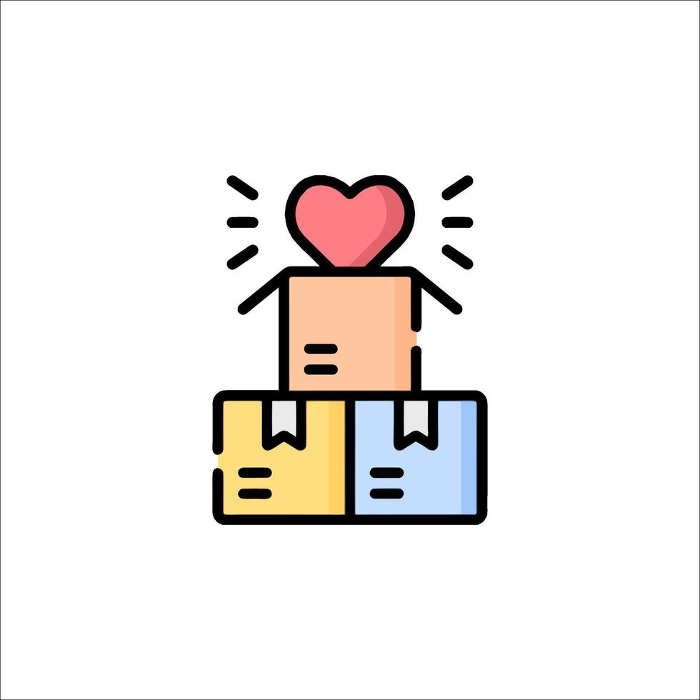 A heart icon with boxes on top of it vector