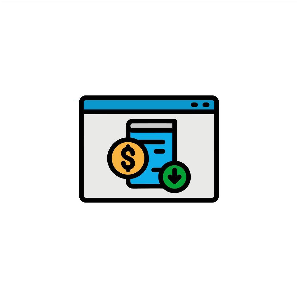 A web page with a dollar sign and a coin icon vector