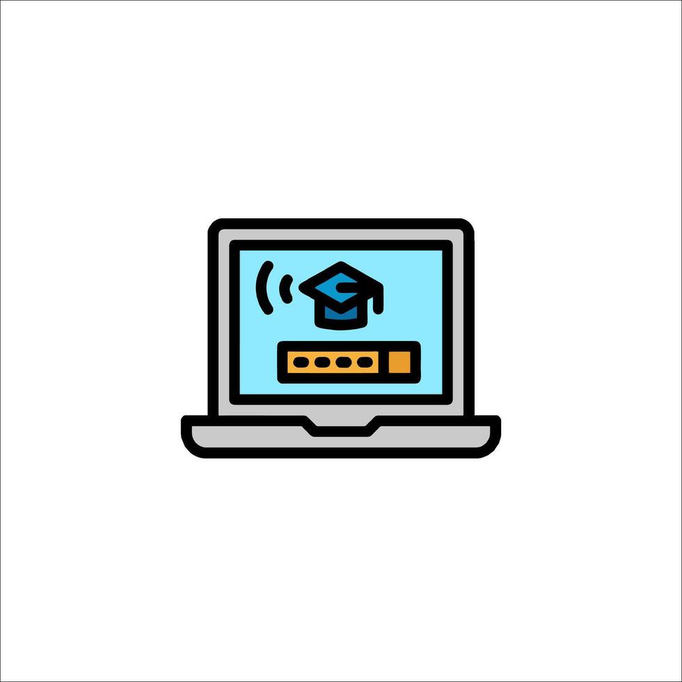 A laptop with a graduation cap on it vector
