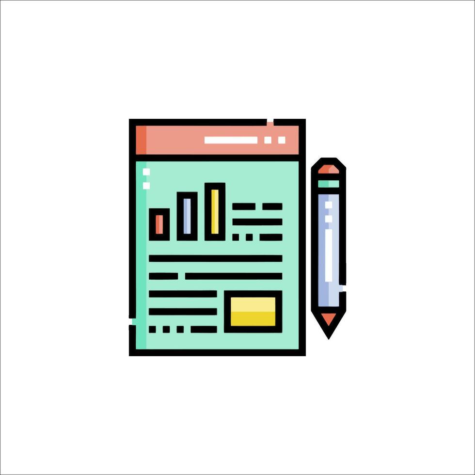 A pencil and paper icon with a graph vector