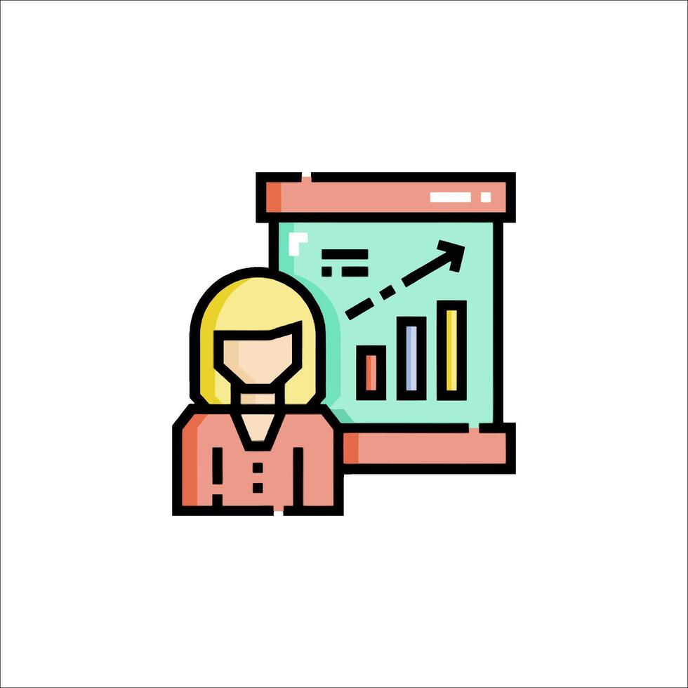 Businesswoman with a chart icon illustration vector